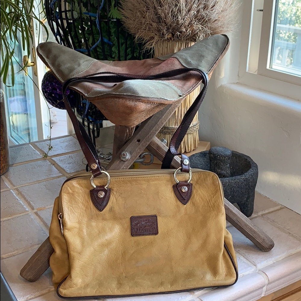 VALENTINA Cognac Leather tote bag